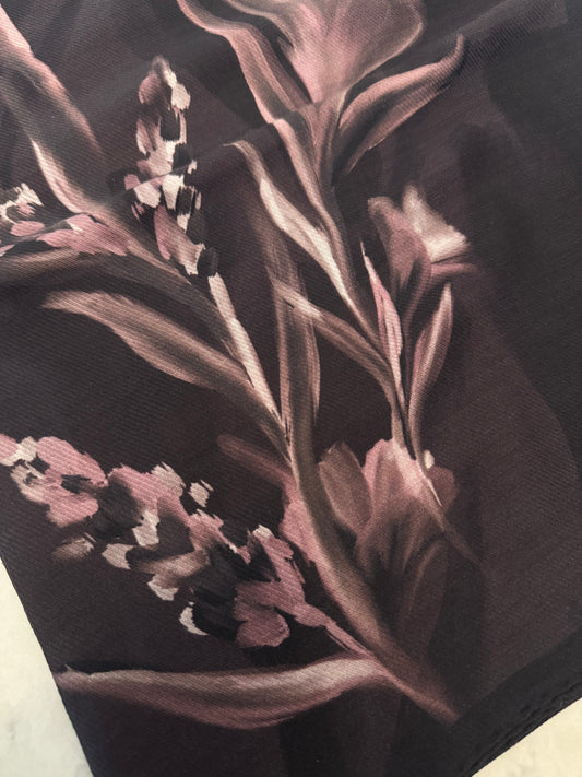 Fleuré Bordo Yün-İpek Şal