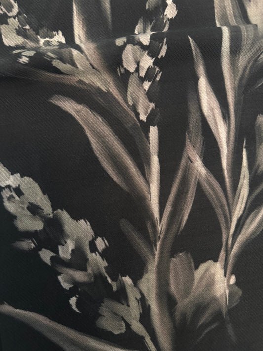 Fleuré Siyah Yün-İpek Şal